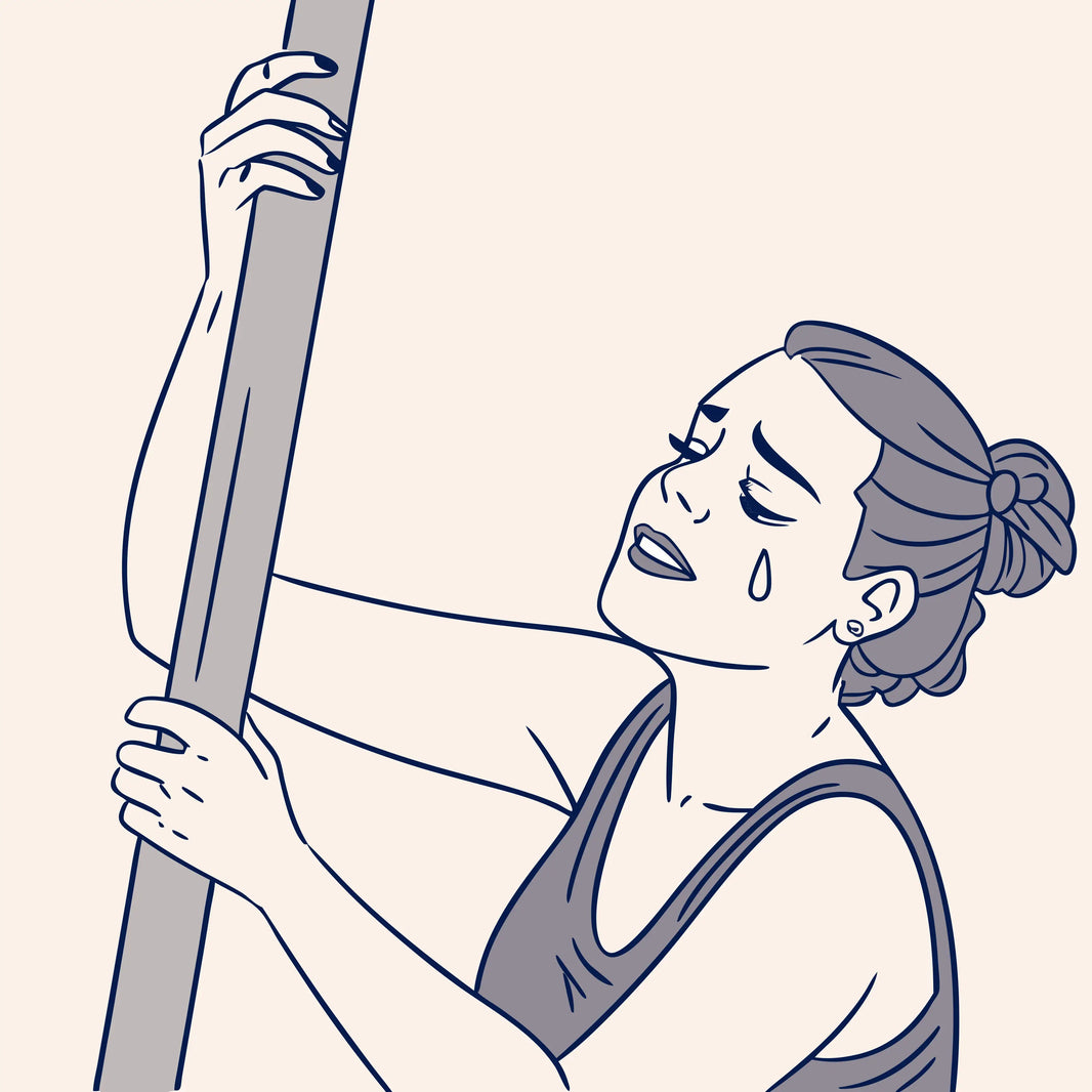 Femme triste de ne pas adhérer à la barre de Pole Dance