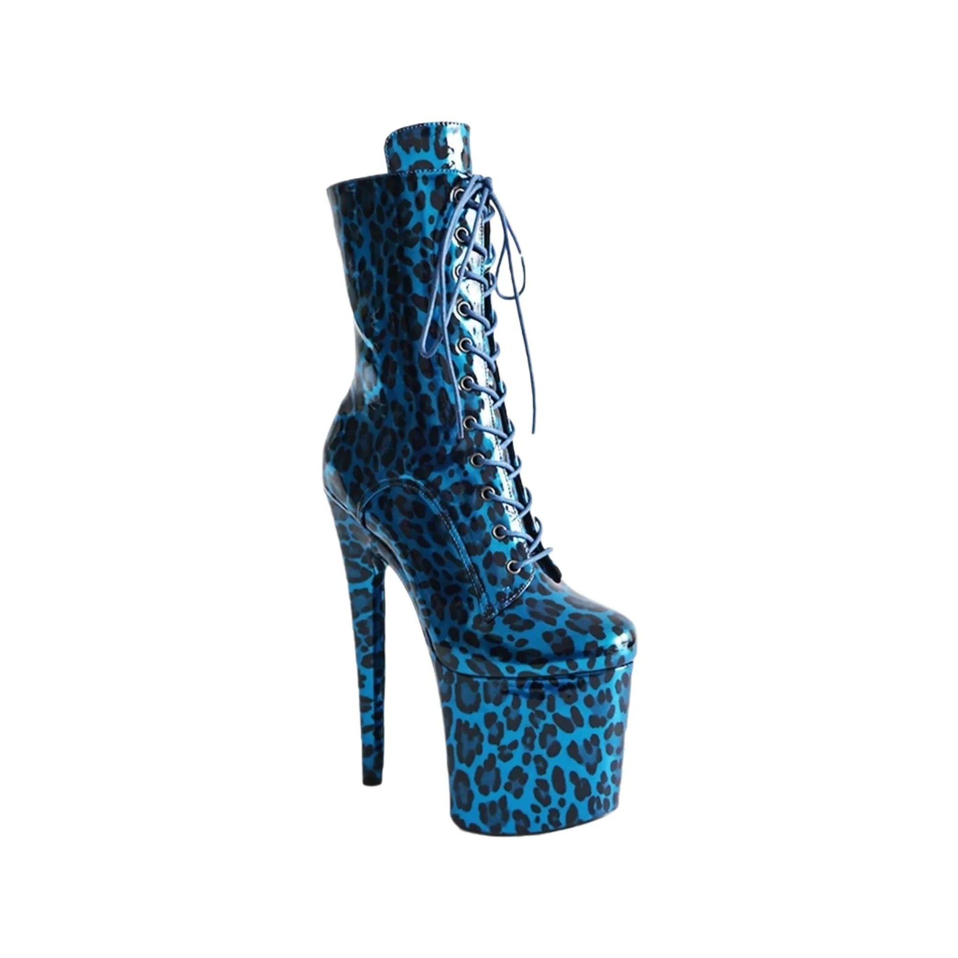 Bottes de Pole Dance avec motifs leopard bleues