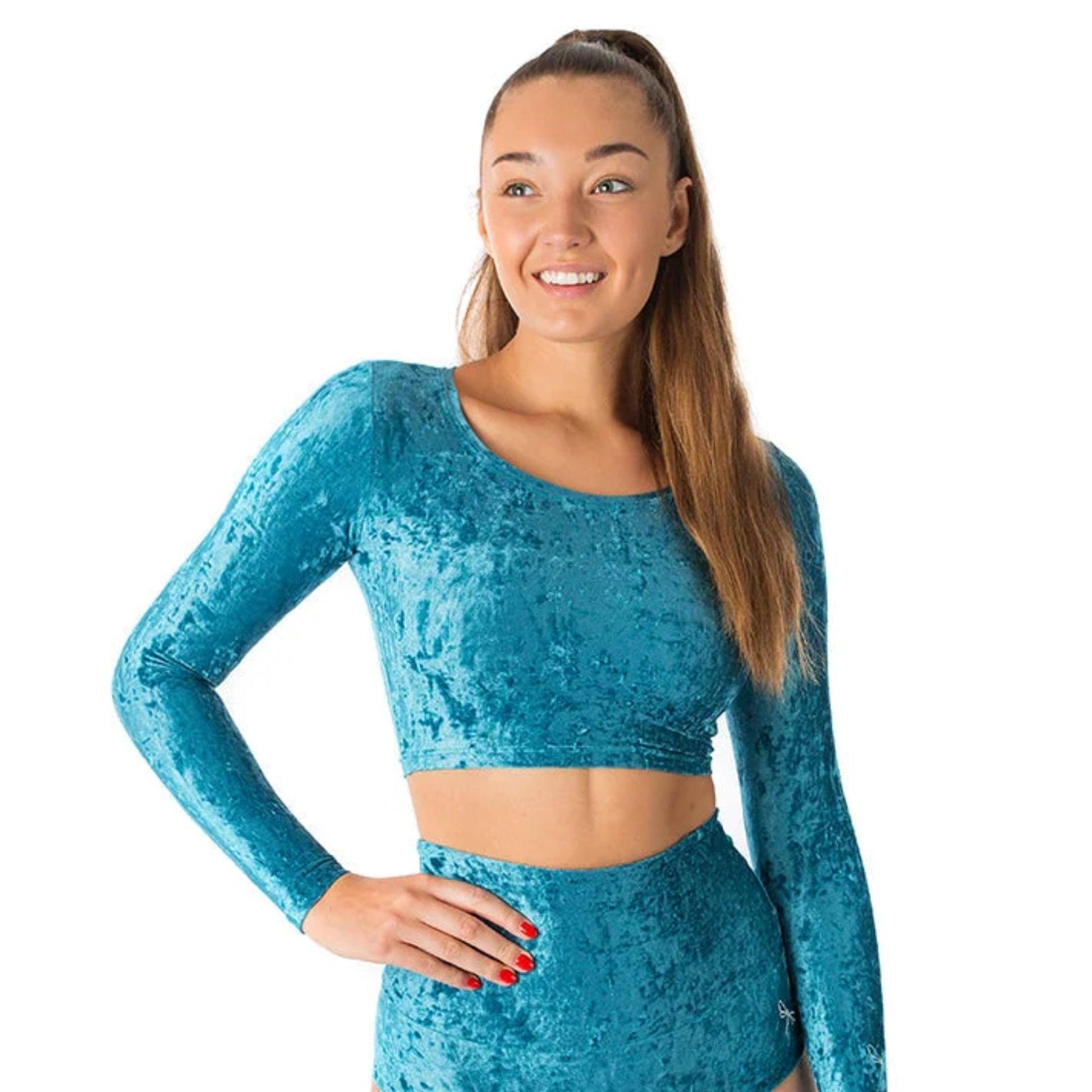 Crop Top velours de la marque DragonFly turquoise