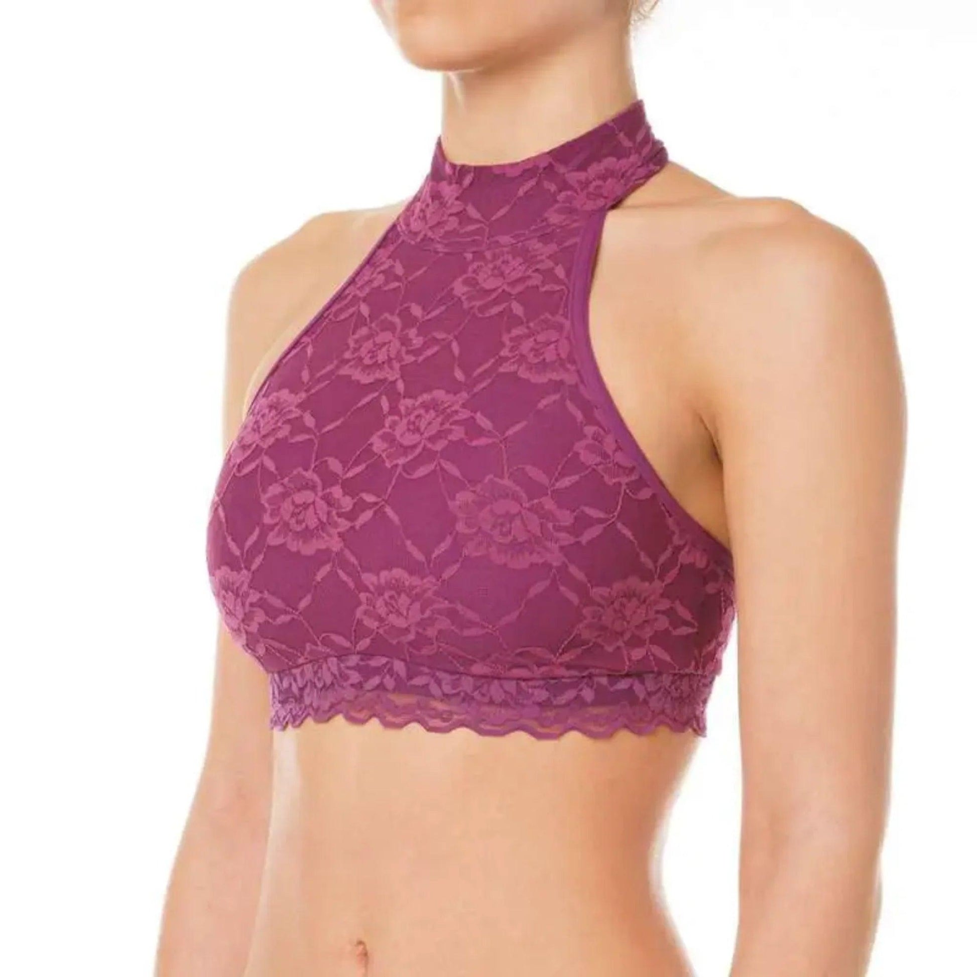 Brassière dentelle de la marque DragonFly bordeaux vu de côté