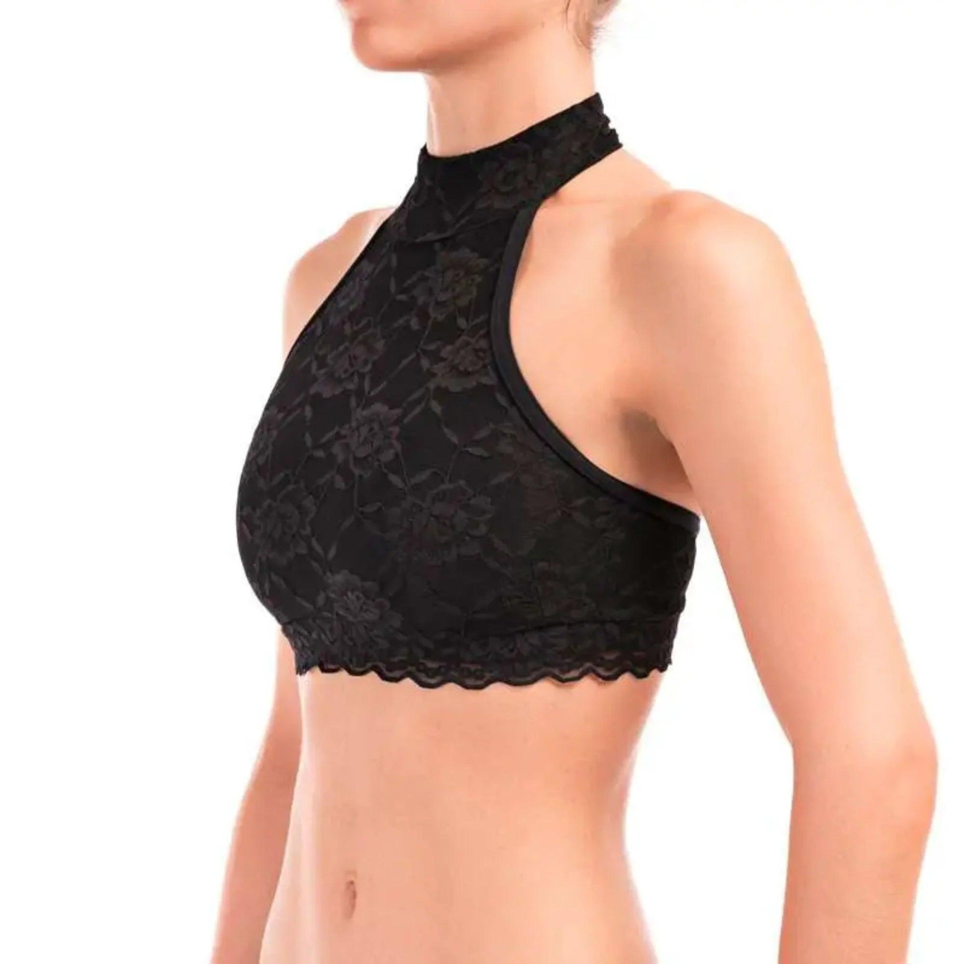 Brassière dentelle de la marque DragonFly noire vu de côté