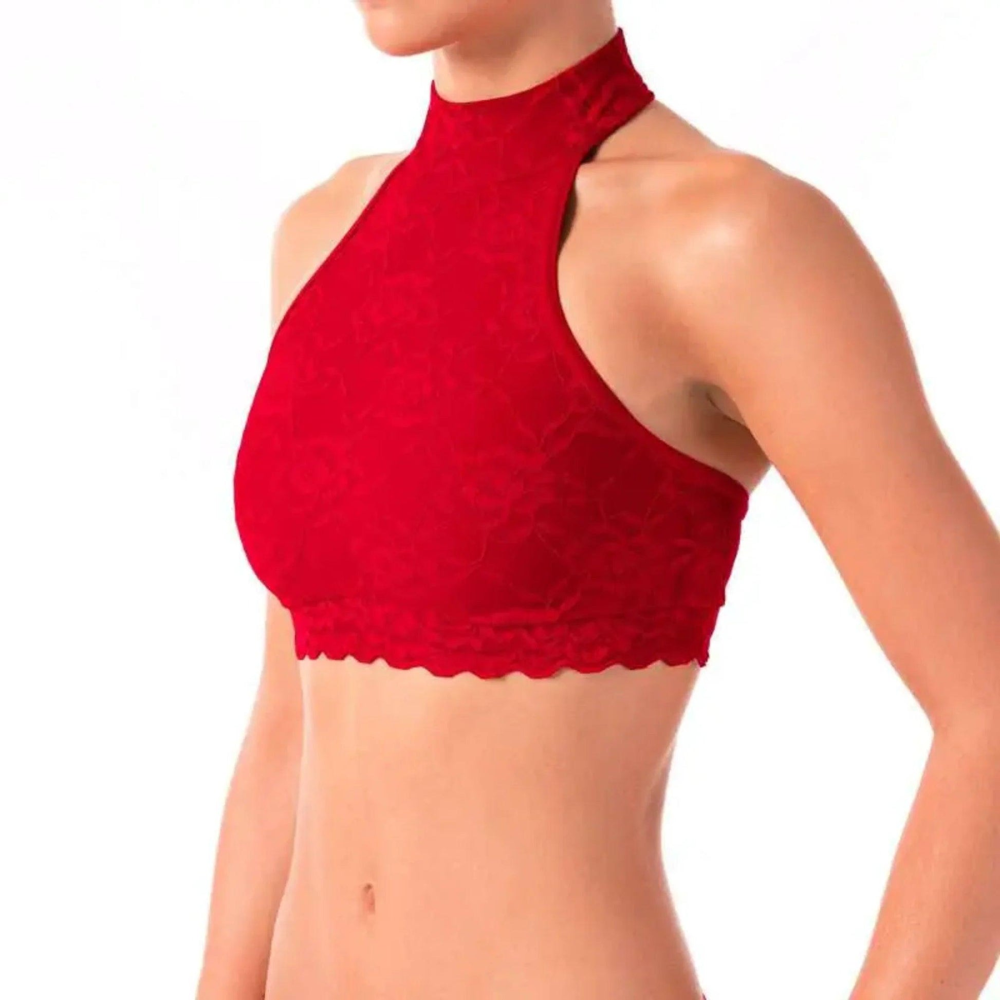 Brassière dentelle de la marque DragonFly rouge vu de côté