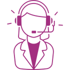 Icone femme avec casque pour appel téléphonique