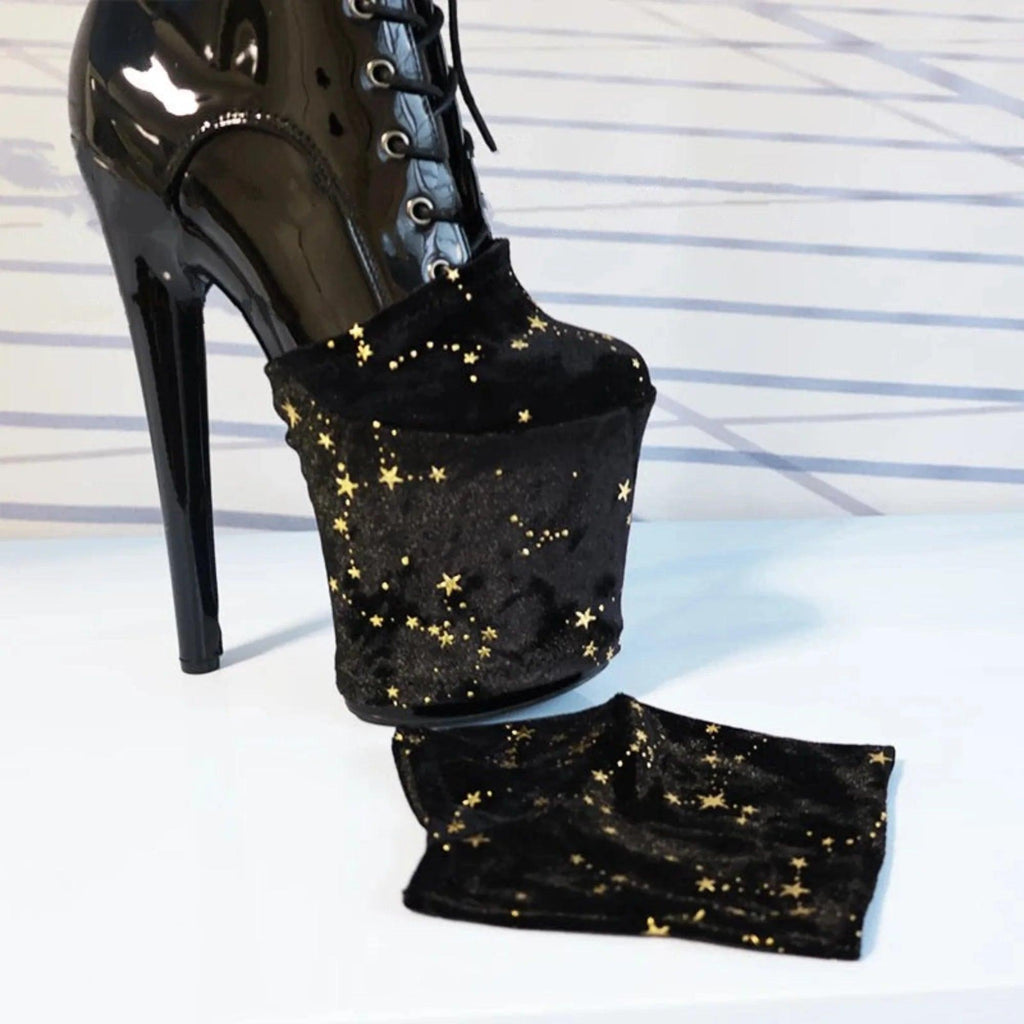 Protections noir avec étoiles velours de  chaussures de Pole Dance
