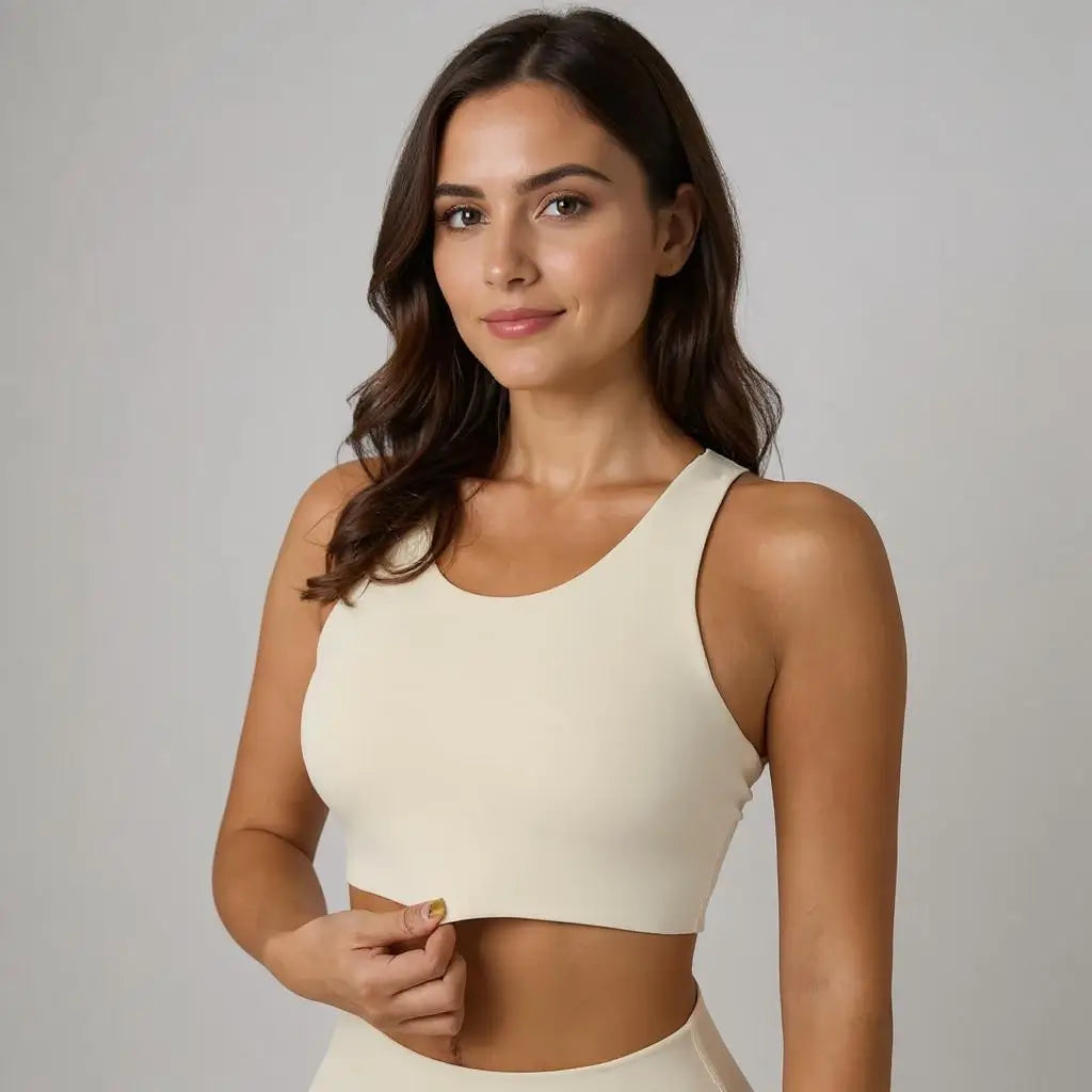 Femme portant une brassière de pole dance blanche