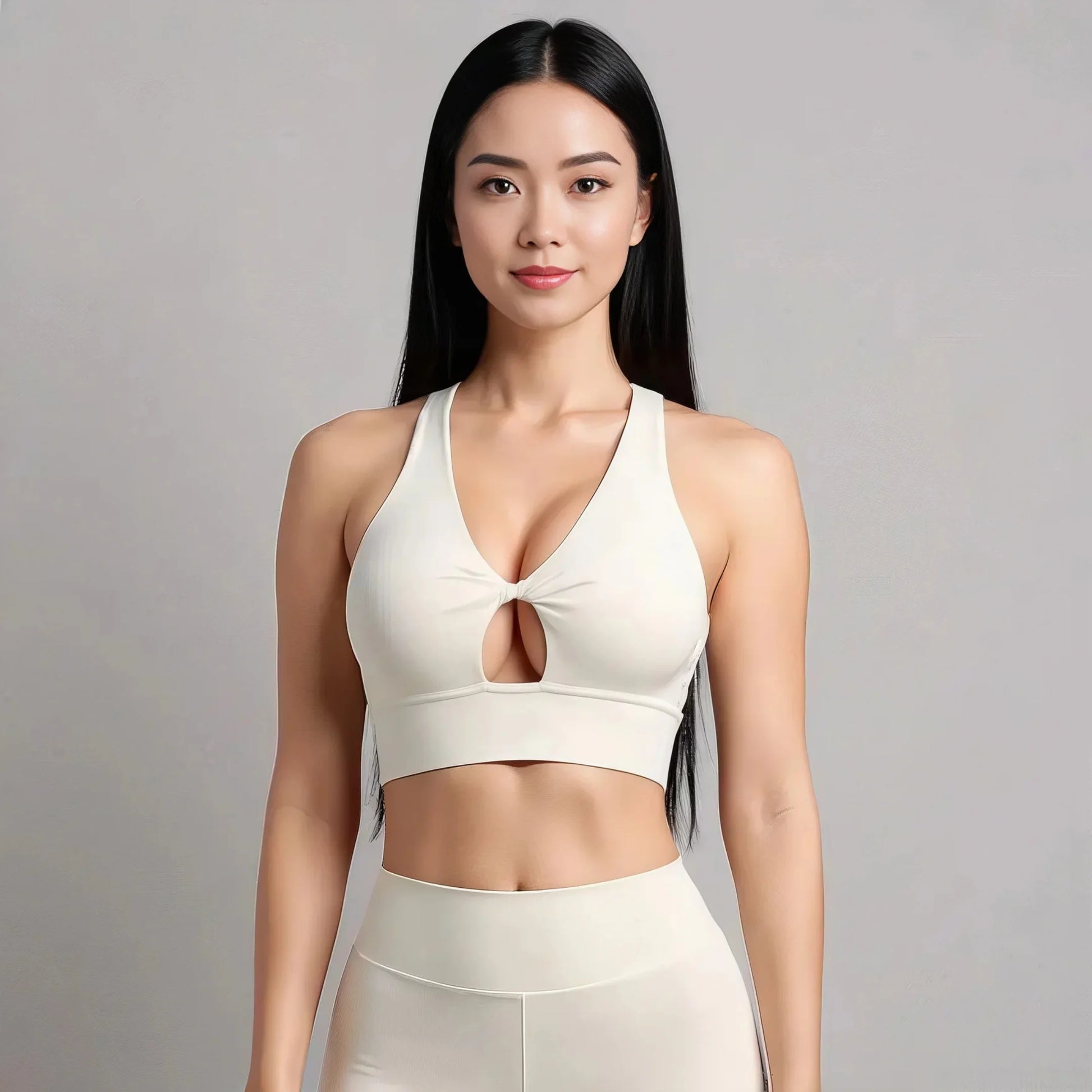 femme portant une brassière de pole dance blanc