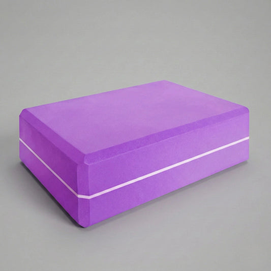 Brique/bloc de yoga de couleur violet avec une ligne blanche