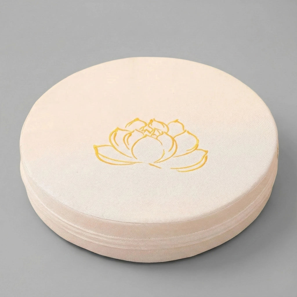 Coussin de yoga et de méditation de diamètre 40cm, d'épaisseur 6cm et de couleur blanc