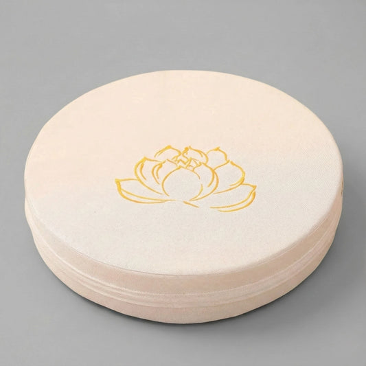 Coussin de yoga et de méditation de diamètre 40cm, d'épaisseur 6cm et de couleur blanc