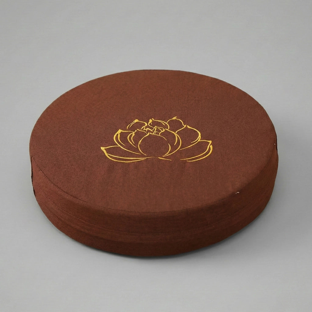 Coussin de yoga et de méditation de diamètre 40cm, d'épaisseur 6cm et de couleur marron café