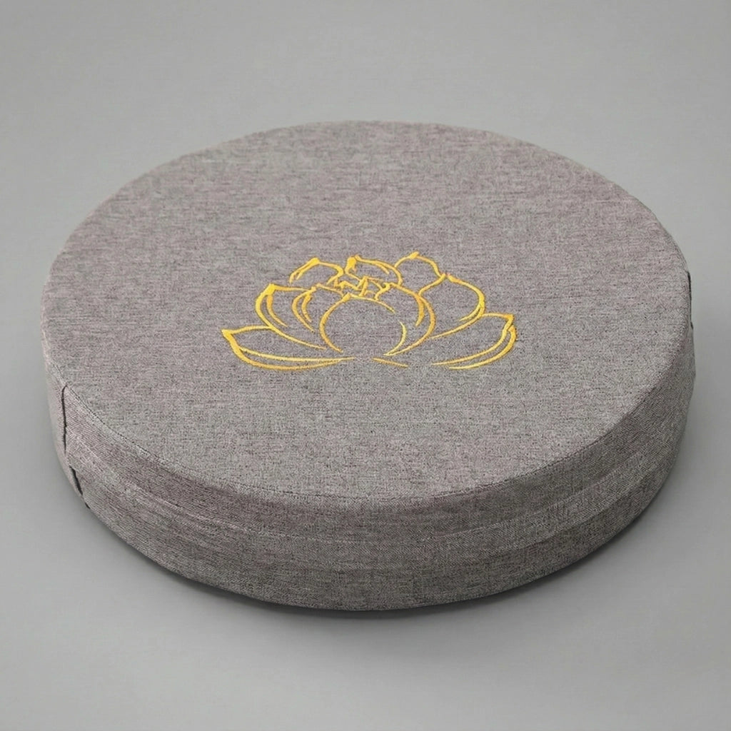Coussin de yoga et de méditation de diamètre 40cm, d'épaisseur 6cm et de couleur gris