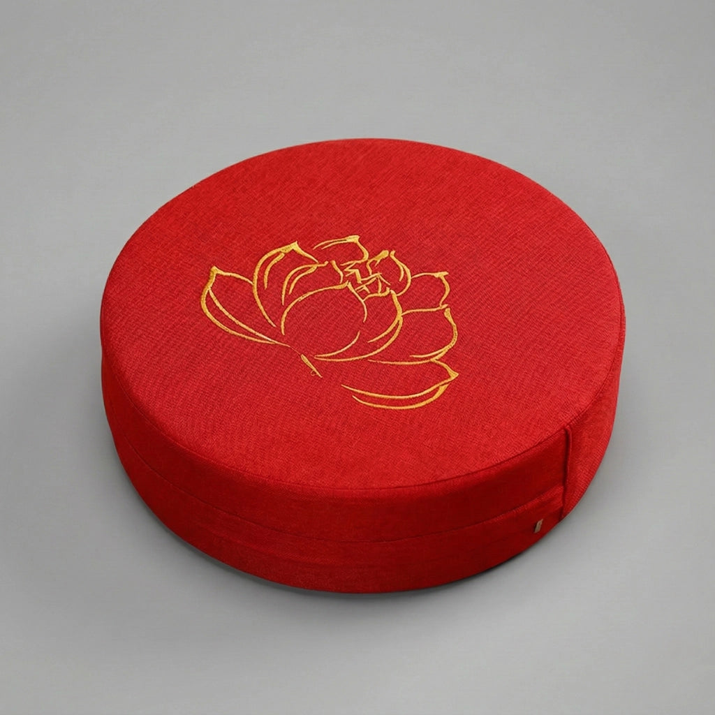 Coussin de yoga et de méditation de diamètre 40cm, d'épaisseur 6cm et de couleur rouge