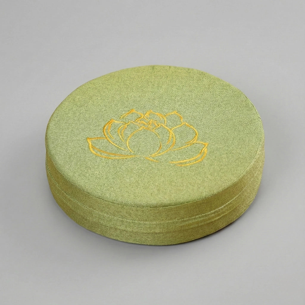 Coussin de yoga et de méditation de diamètre 40cm, d'épaisseur 6cm et de couleur vert