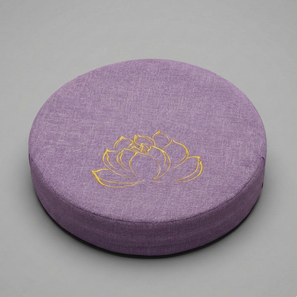 Coussin de yoga et de méditation de diamètre 40cm, d'épaisseur 6cm et de couleur violet clair