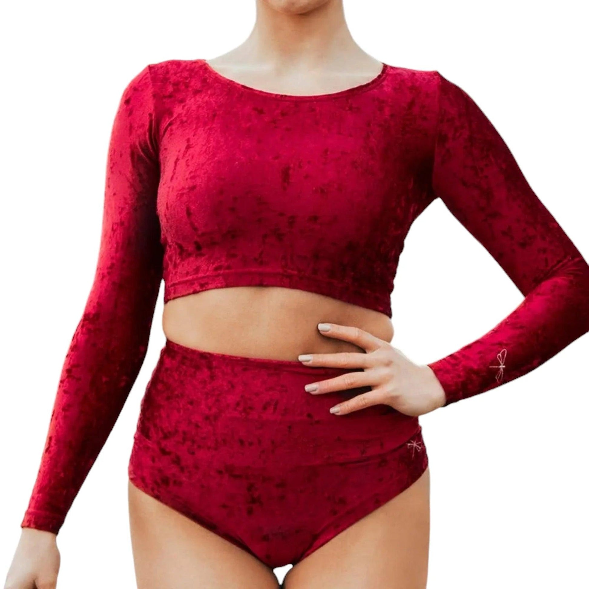 Crop top velour de la marque DragonFly rouge