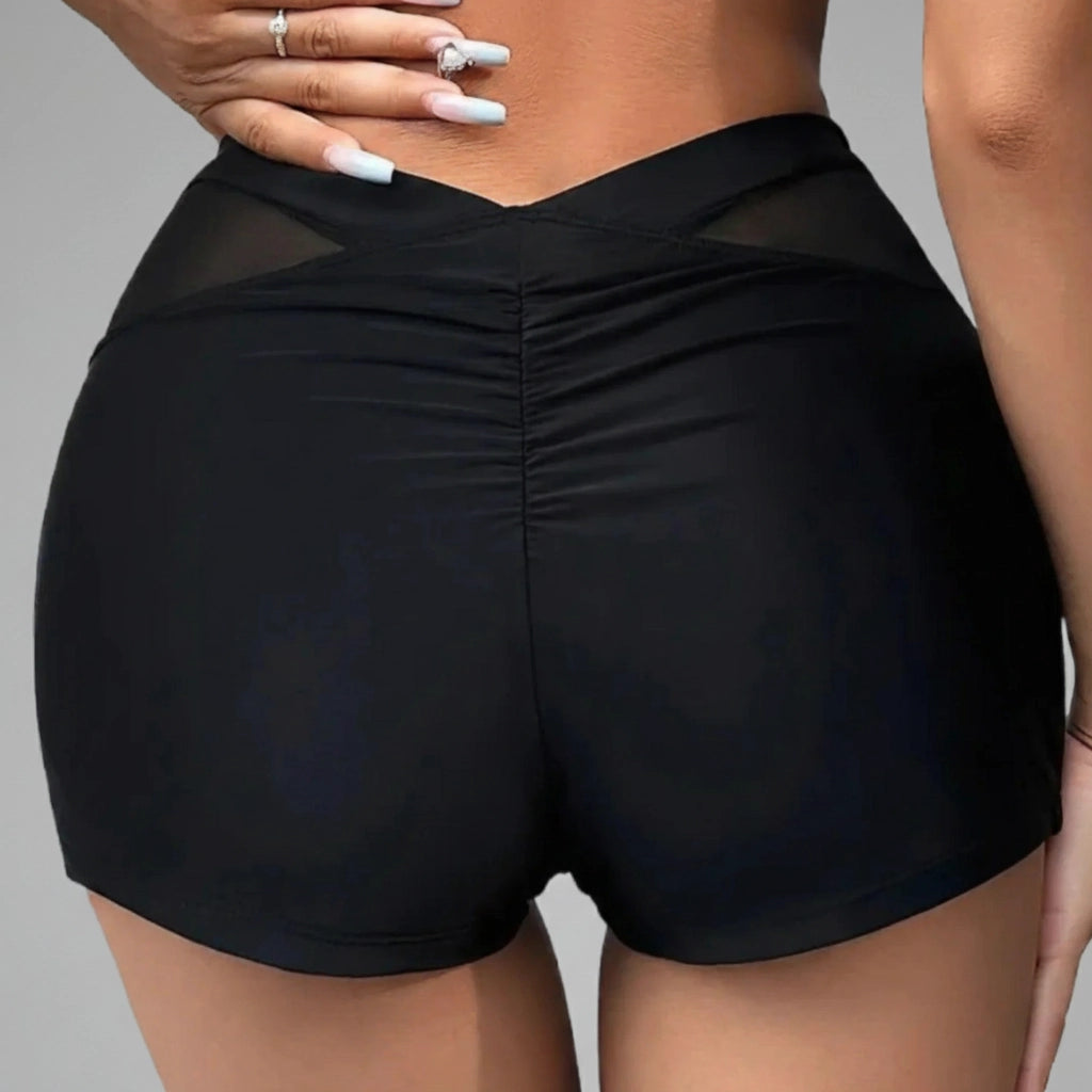 Vue de derrière d'un short de Pole Dance noir 